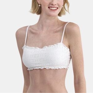 No Boundaries White Eyelet Lace Bandeau Bralette Top Size M